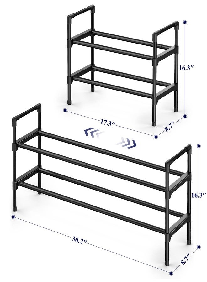 Kitsure Shoe Rack for Closet - Expandable Shoe Rack for Entrance, Rustproof Shoe Organizer for Entryway with Portable Handles, Black, 17.3″~30.2″L x 16.3″H - Image 3