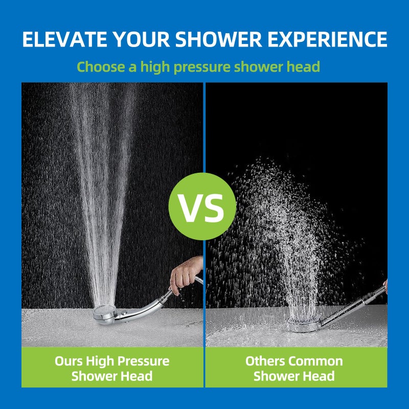 VRQUB High Pressure Handheld Shower Head with ON/OFF Pause Switch 3 Spray Modes Water Saving High Pressure Shower Heads,Detachable Showerhead Equipped - Image 3