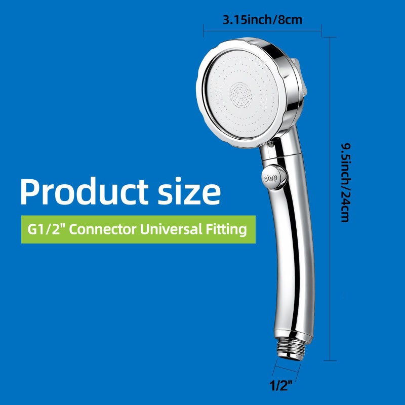VRQUB High Pressure Handheld Shower Head with ON/OFF Pause Switch 3 Spray Modes Water Saving High Pressure Shower Heads,Detachable Showerhead Equipped - Image 2