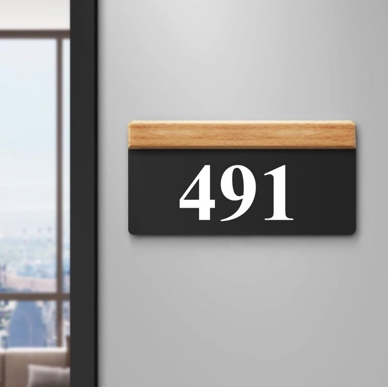 RL Digital Units House Number Plate -491 Hotel, Hospital, Lodge,Apartment,Door No,Laser cut acrylic fixed with white color water proofing PVC sticker|Easy installation type double sided tape fixed on backside - Image 1