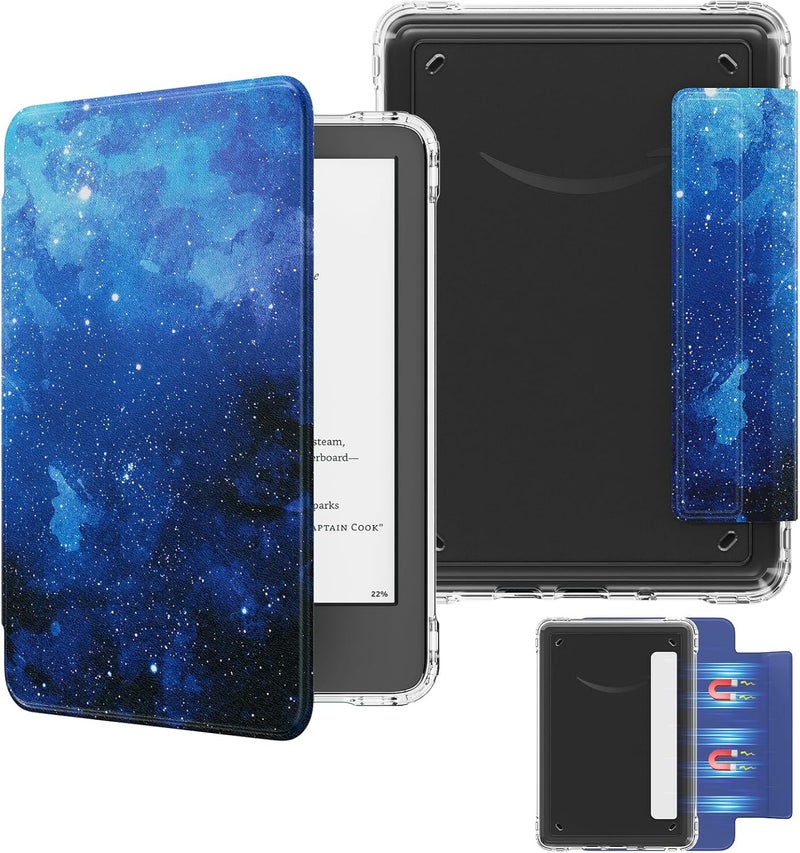MoKo Detachable Magnetic Case for All-New Kindle (11th Generation-2024/2022 Release) 6 Inch,Ultra Clear Back Scratch-Proof Light & Shell Cover with Auto Wake/Sleep, Blue Starry Sky - Image 1