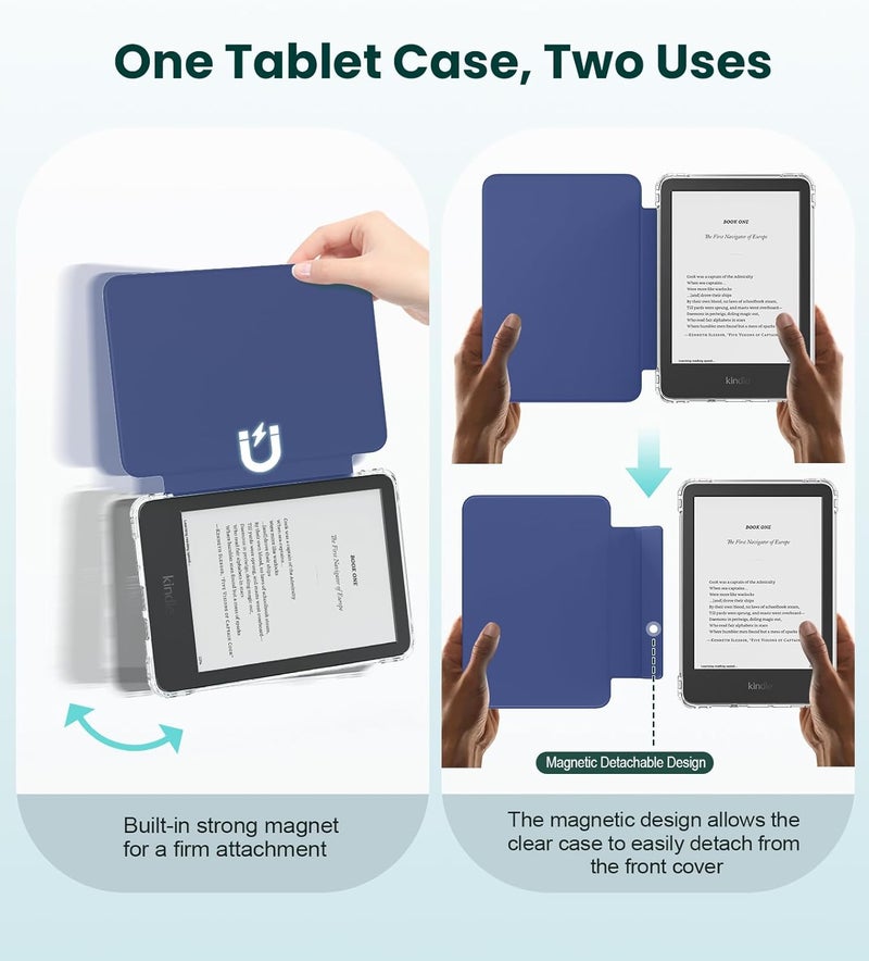 MoKo Detachable Magnetic Case for All-New Kindle (11th Generation-2024/2022 Release) 6 Inch,Ultra Clear Back Scratch-Proof Light & Shell Cover with Auto Wake/Sleep, Blue Starry Sky - Image 3