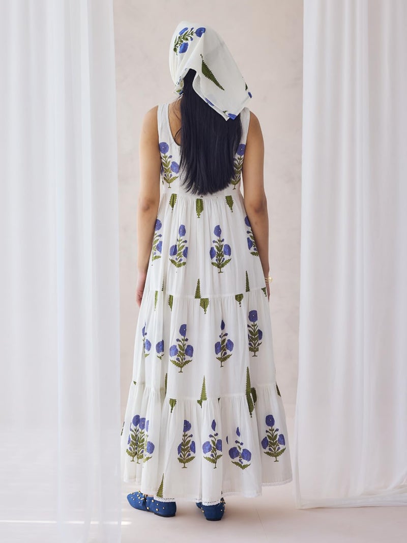 FIORRA Women's Off-White Floral Printed Cotton Maxi Dress - Image 2