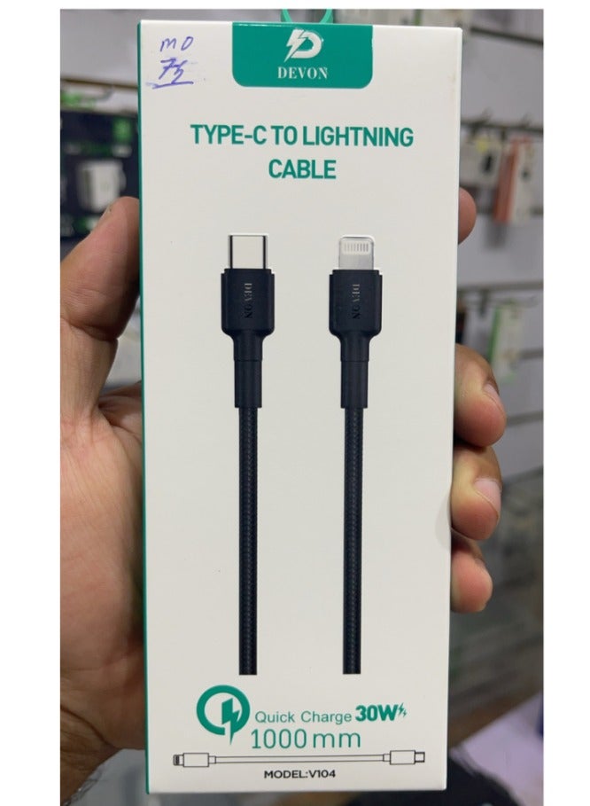 Devon Tab C PD Fabric Charging Cable 1m 30W for iPhone