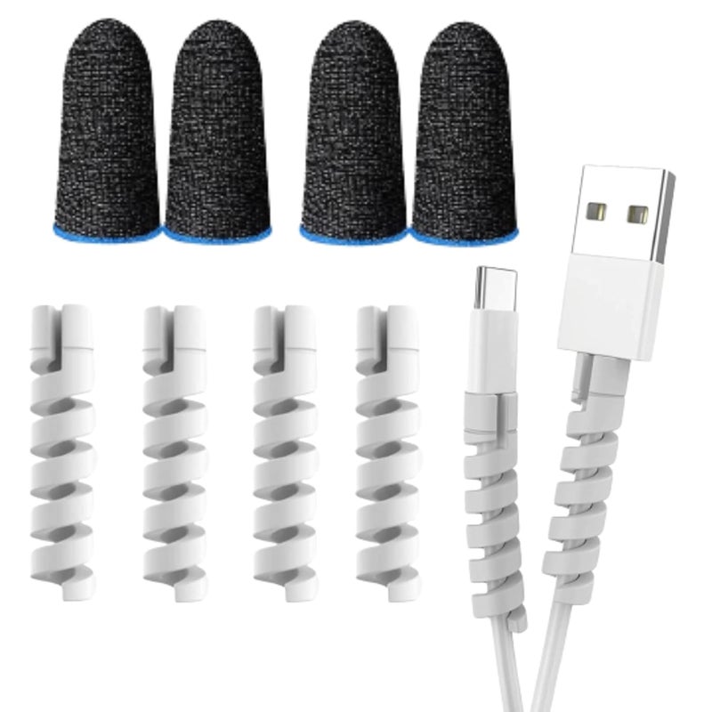 SKYCELL Gaming Finger Sleeve 2 Pair and Charger Cable Protector 1 Pack (4pcs) - Image 1