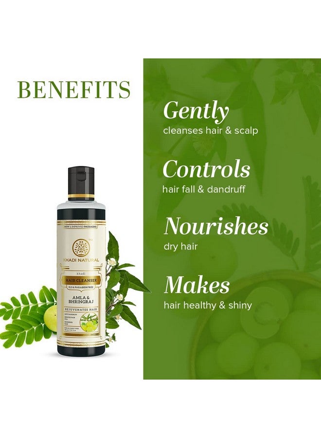Khadi Natural Amla & Bhringraj Shampoo For Controlling Dandruff & Hair Fall | Shampoo For Reducing Scalp Irritation | Paraben & Sls Free | Suitable For All Hair Types| 210Ml - Image 2