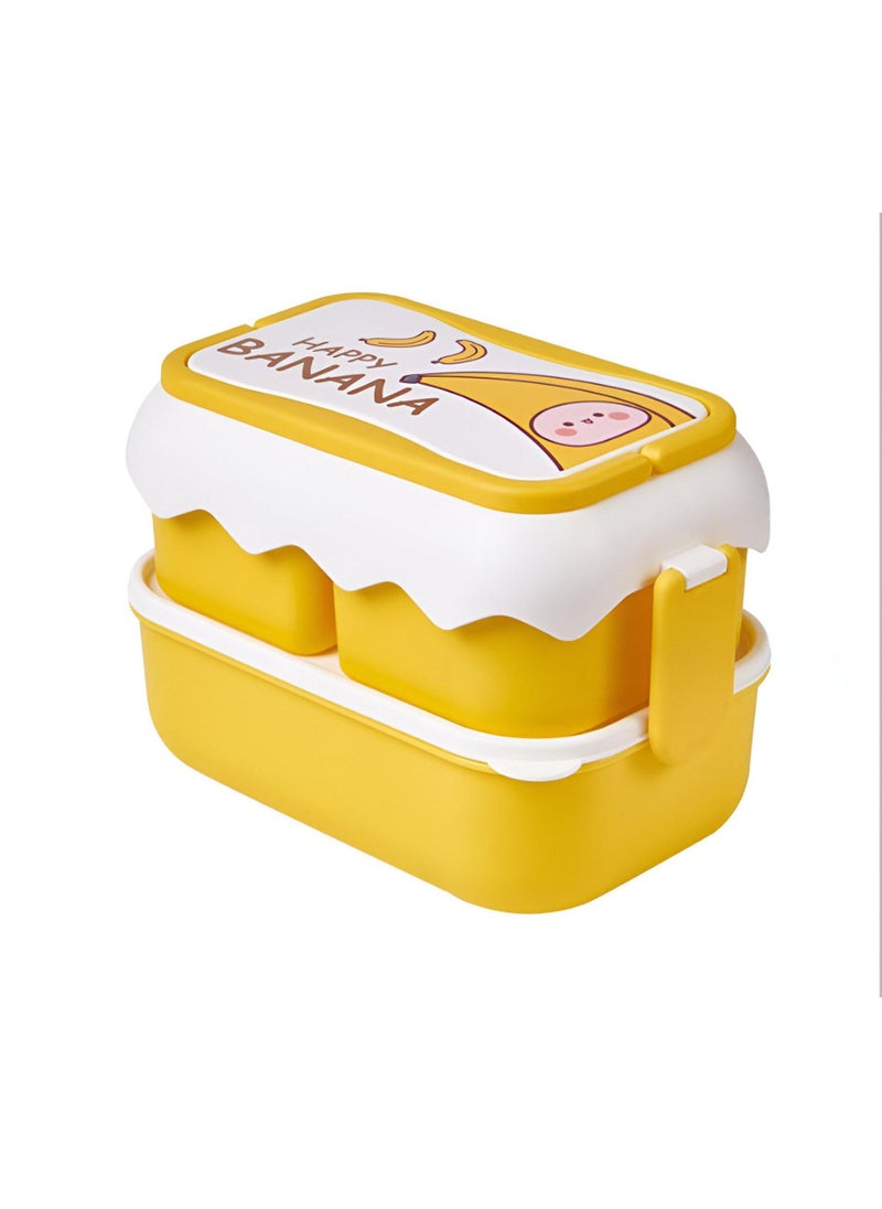 Generic Portable Lunch Box - Stylish Two-Section Food Container With Leak-Proof Technology, Stackable Features, And Utensils Included, Ideal For Adults At Home, Work, Or On Outdoor Trips.  - Image 1