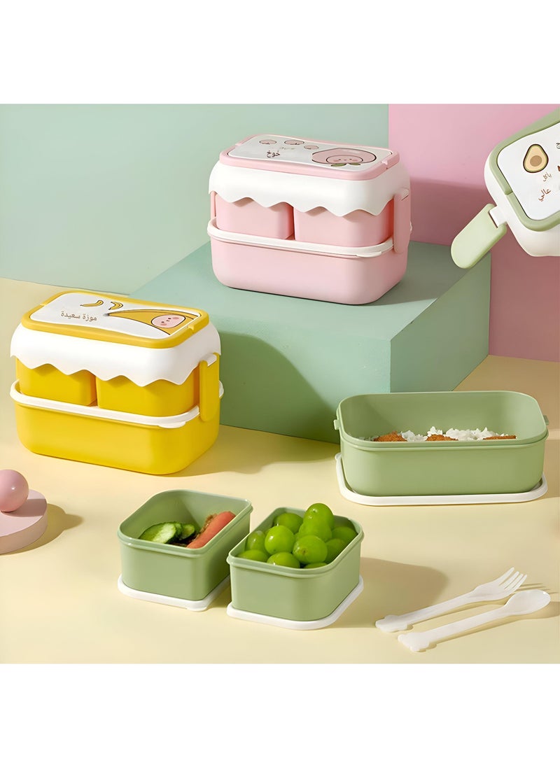 Generic Portable Lunch Box - Stylish Two-Section Food Container With Leak-Proof Technology, Stackable Features, And Utensils Included, Ideal For Adults At Home, Work, Or On Outdoor Trips.  - Image 2
