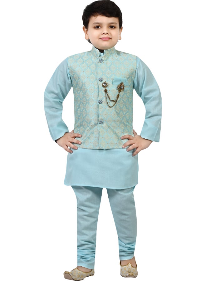 بي تي ديزايز طقم كورتا سماوي للأولاد - Image 1