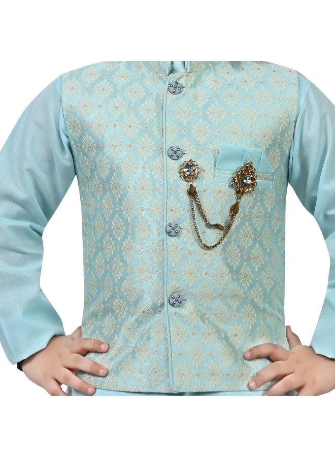 بي تي ديزايز طقم كورتا سماوي للأولاد - Image 5