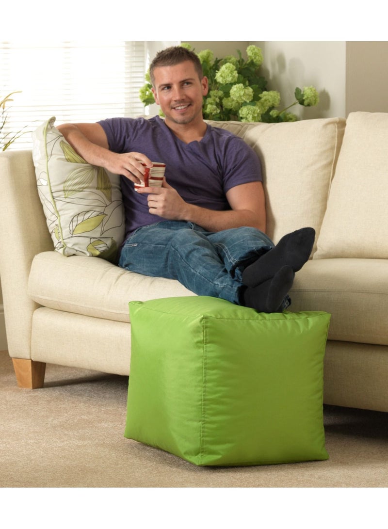 COMFY PVC CUBE FOOT STOOL WITH VIRGIN BEANS FILLING GREEN - Image 1
