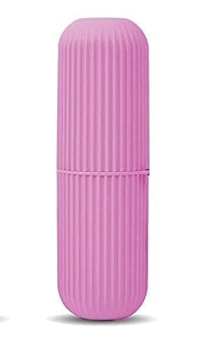 XIBO Capsule Shape Travel Toothbrush Case Holder Portable Toothbrush Storage Plastic Toothbrush Holder (Pink-1) - Image 1