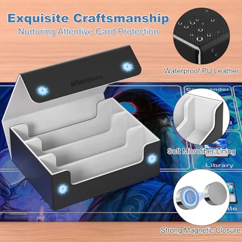 Mlikero Card Deck Case for Trading Cards 1800+, Trading Card Storage Box with 10 Dividers and 3 Foam Stoppers, Leather Magnetic Closure Commander Deck Box Fit for YuGiOh, MTG and Sport Cards - Image 4