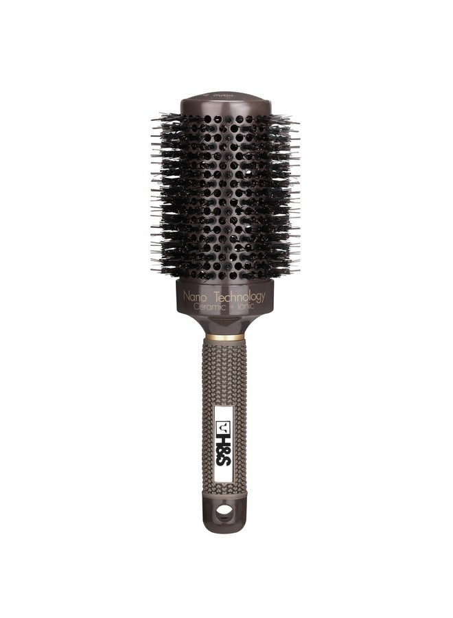 H&S Round Brush For Blow Drying - 2 Inch Thick - Large Ceramic Styling Boar Bristle Brush - Ionic & Nano Technology for Voluminous Hair - Image 1