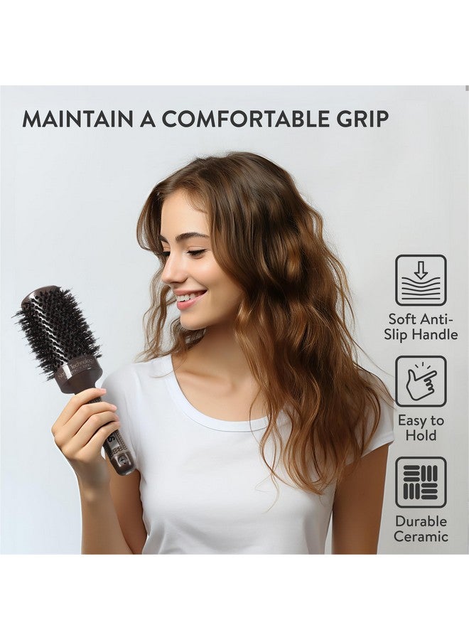 H&S Round Brush For Blow Drying - 2 Inch Thick - Large Ceramic Styling Boar Bristle Brush - Ionic & Nano Technology for Voluminous Hair - Image 4