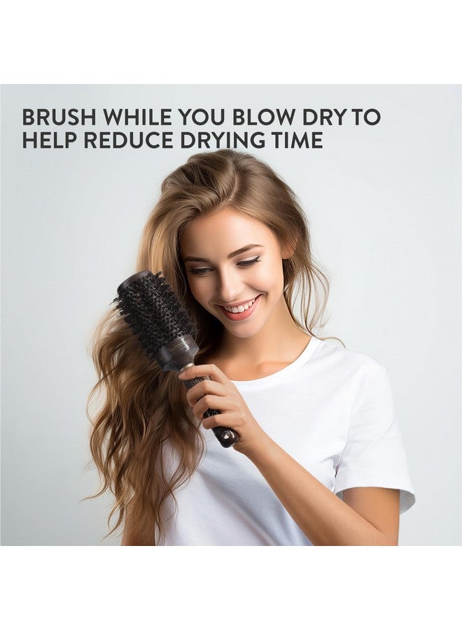 H&S Round Brush For Blow Drying - 2 Inch Thick - Large Ceramic Styling Boar Bristle Brush - Ionic & Nano Technology for Voluminous Hair - Image 2