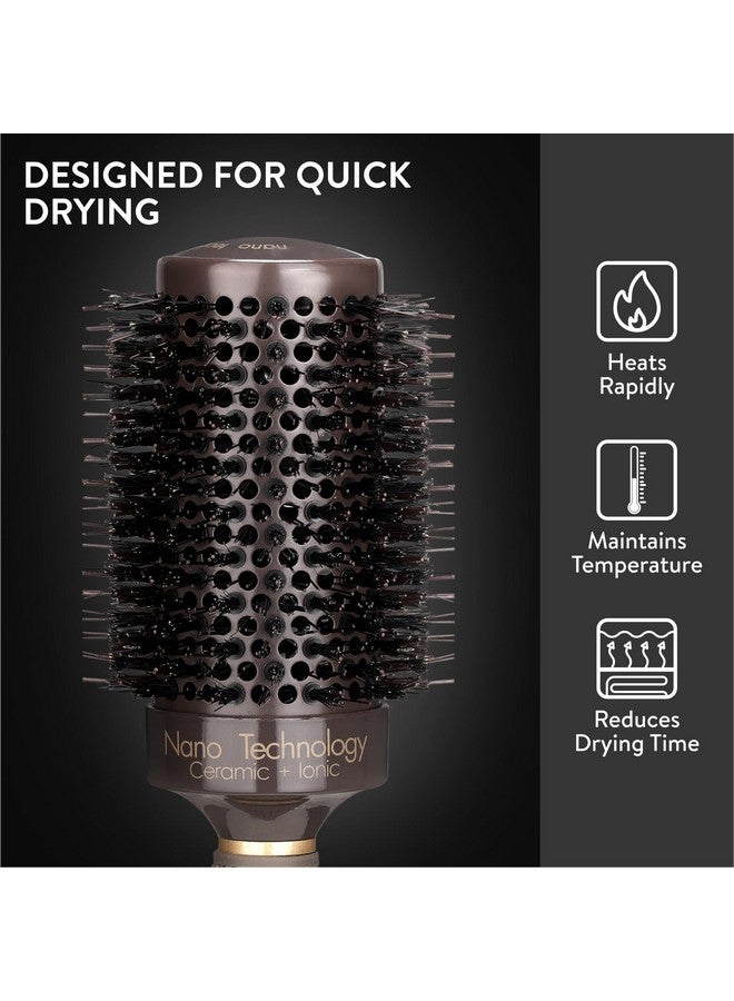 H&S Round Brush For Blow Drying - 2 Inch Thick - Large Ceramic Styling Boar Bristle Brush - Ionic & Nano Technology for Voluminous Hair - Image 5