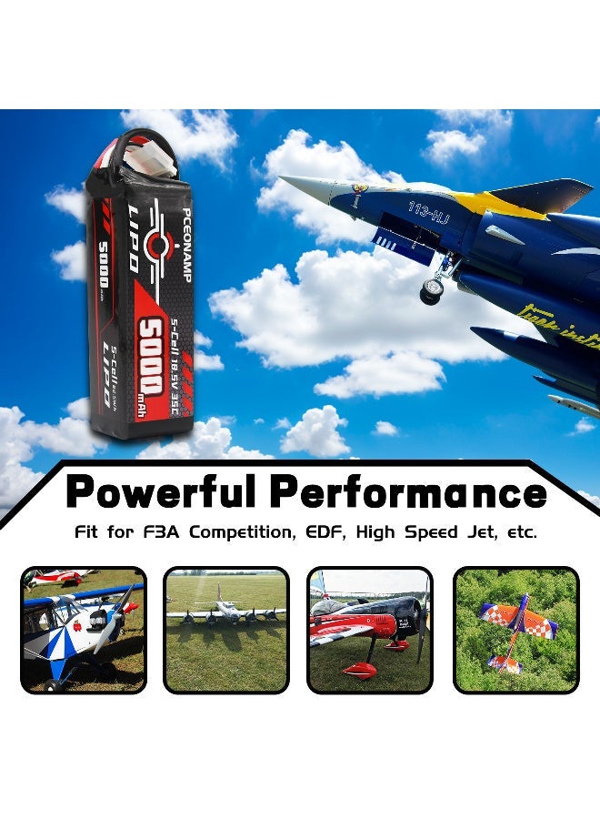 PCEONAMP 5S Lipo Battery 5000mAh 18.5V 35C with 4mm Bullets Plug Rechargeable High Capacity RC Battery Soft Case Fit for F3A Competition, EDF, High Speed Jet, with Storage Box - Image 5