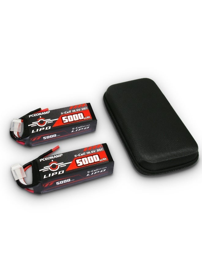 PCEONAMP 5S Lipo Battery 5000mAh 18.5V 35C with 4mm Bullets Plug Rechargeable High Capacity RC Battery Soft Case Fit for F3A Competition, EDF, High Speed Jet, with Storage Box - Image 1