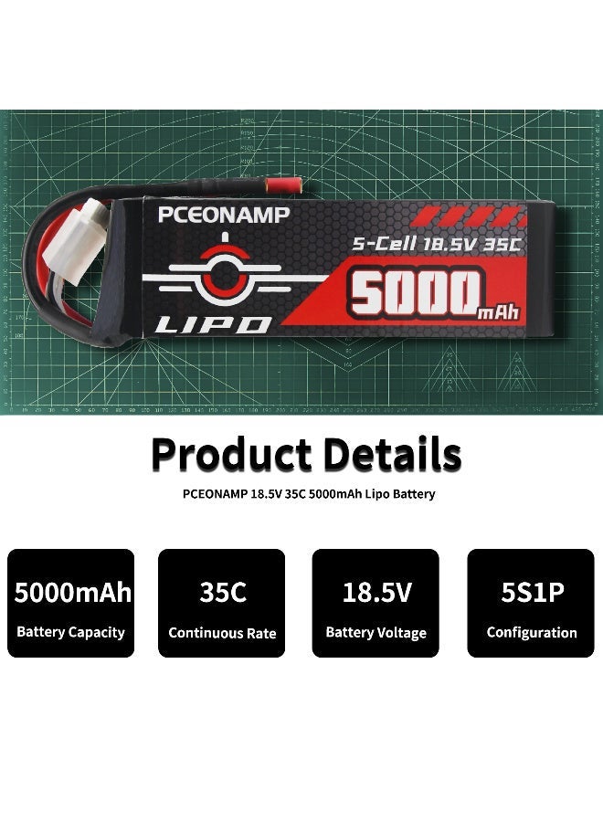 PCEONAMP 5S Lipo Battery 5000mAh 18.5V 35C with 4mm Bullets Plug Rechargeable High Capacity RC Battery Soft Case Fit for F3A Competition, EDF, High Speed Jet, with Storage Box - Image 4