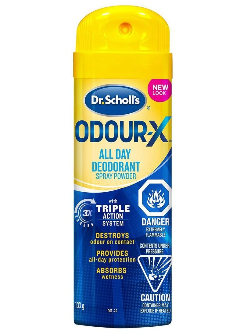 Dr. Scholl's Odour X All Day Deodorant Foot Spray Powder 133 g  - Image 1