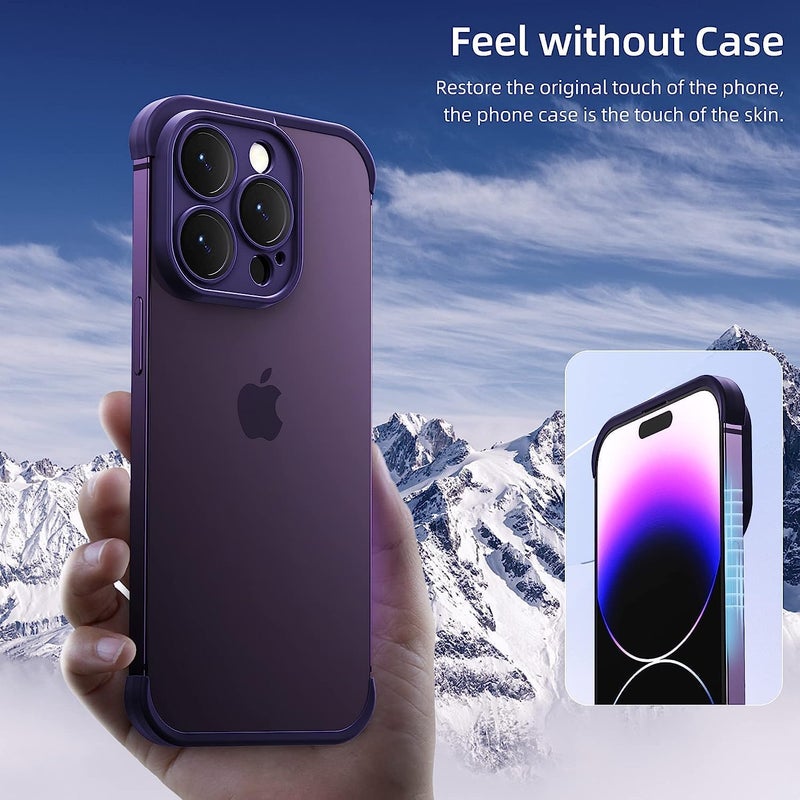 Back Camera Lens Protector Silicone Case, Ultra-Thin Lightweight Bumper, Frameless Slim Cover, 10ft Military Drop Protection, for iPhone 14 Pro Max, Purple, 2 Pcs - Image 5