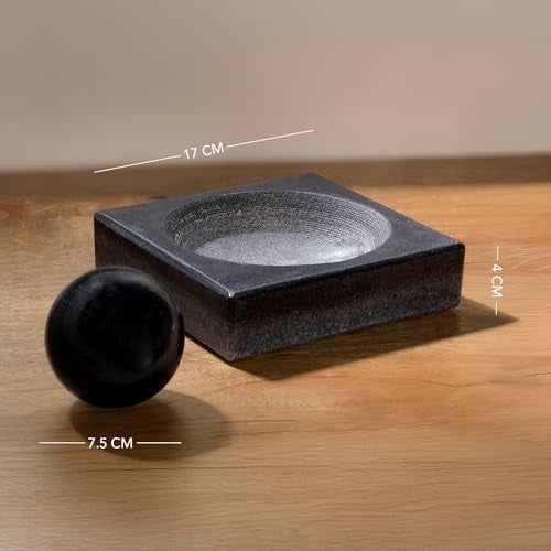 Ellementry Erebus Marble Mortar & Pestle Set, Khalbatta Stone, Imam Dasta, Okhli Masher, Kharal, Kundi Sota, Natural &Traditional Spice Grinder for Kitchen, Khal Batta Musal for Spices & Herbs - Image 5