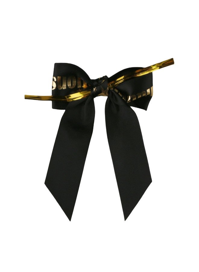 Meseey 24-Pack Black Satin Graduation Bows with Twist Ties, 3x3 Inch Pre-Tied Black & Gold Congrats Grad Ribbon Bows, Elegant Graduation Decor for Caps, Gifts, Party Favors and Graduation Season - Image 2