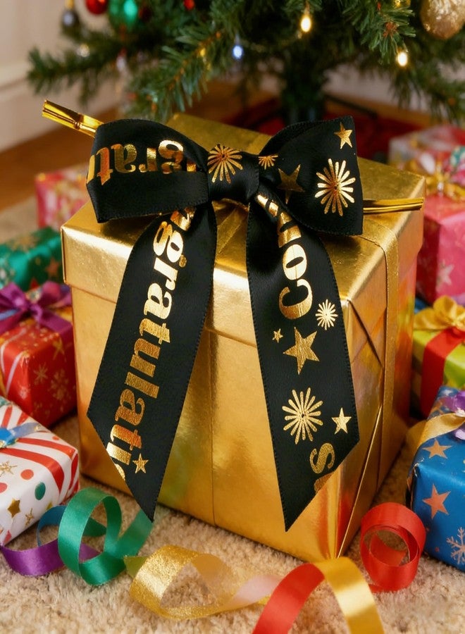 Meseey 24-Pack Black Satin Graduation Bows with Twist Ties, 3x3 Inch Pre-Tied Black & Gold Congrats Grad Ribbon Bows, Elegant Graduation Decor for Caps, Gifts, Party Favors and Graduation Season - Image 3