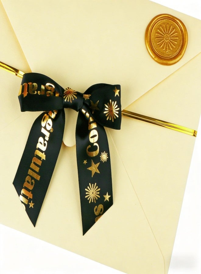 Meseey 24-Pack Black Satin Graduation Bows with Twist Ties, 3x3 Inch Pre-Tied Black & Gold Congrats Grad Ribbon Bows, Elegant Graduation Decor for Caps, Gifts, Party Favors and Graduation Season - Image 5