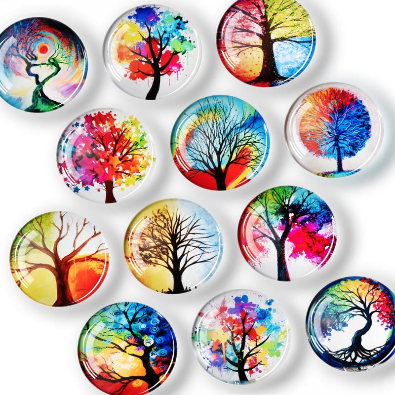 FINDMAG Glass Fridge Magnets, Strong Magnets Refrigerator, Decorative Magnet for Fridge, Festival Refrigerator Magnet Cute for Office, Locker, Whiteboard, Home, Kitchen, Dorm Room, 12 Packs - Image 1