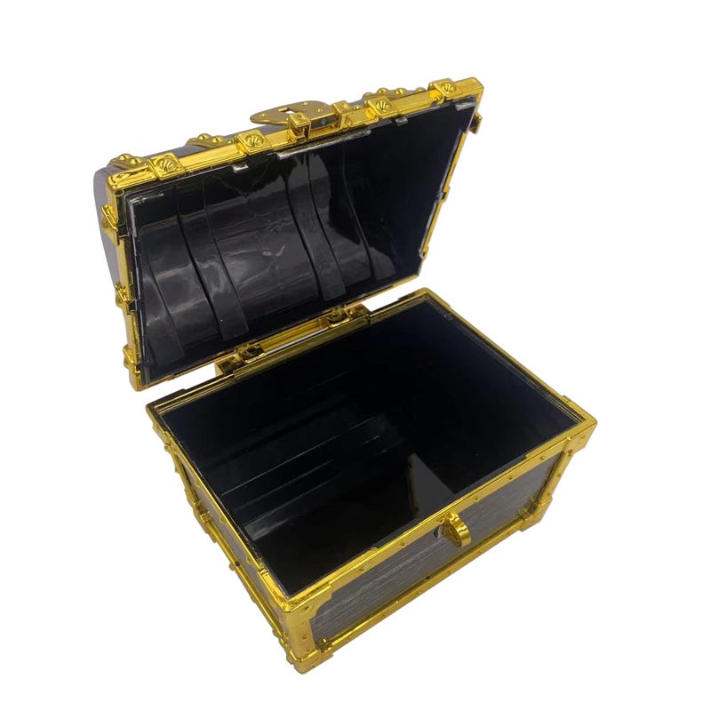 Flyekist Kids Pirate Treasure Chest Storage Box,Golden Border Decorative Pirate Chest with Lock and Key for Kids Birthday,Halloween, Christmas Pirate Party Favors - Image 2
