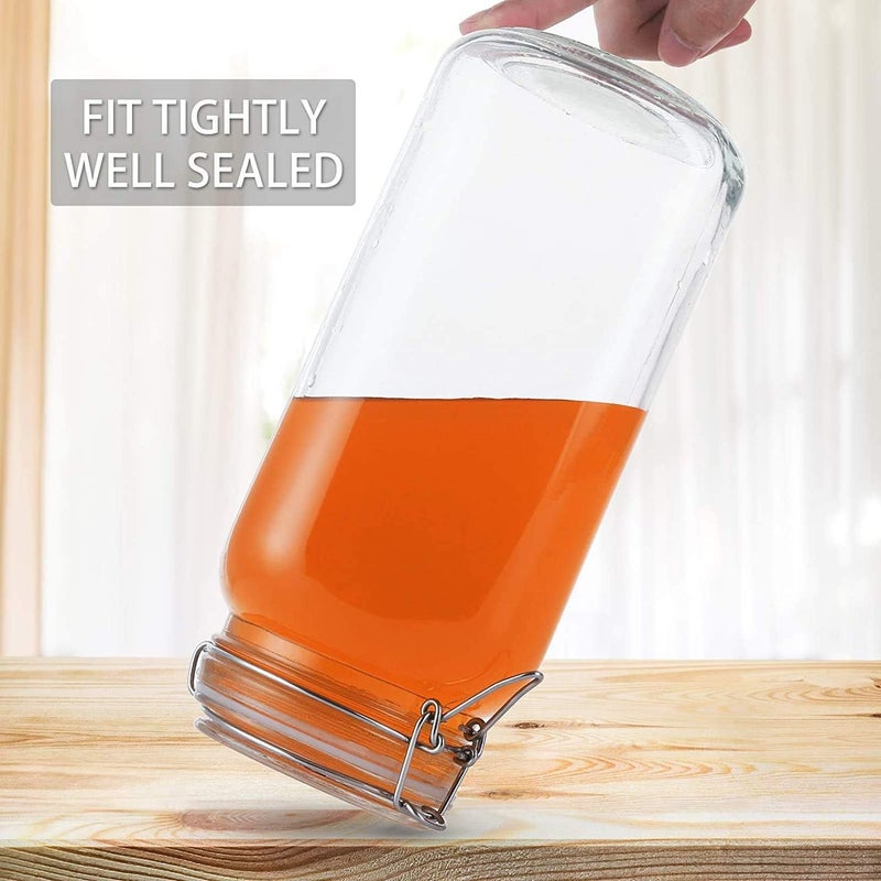 GRACIOUS MART Glass - Airtight Silicon Clamp Lid For Storage Jars For Kitchen Use Container Canister Cereal Pickle Jars - [1500 Ml | Pack Of 3] - Clear - Image 4