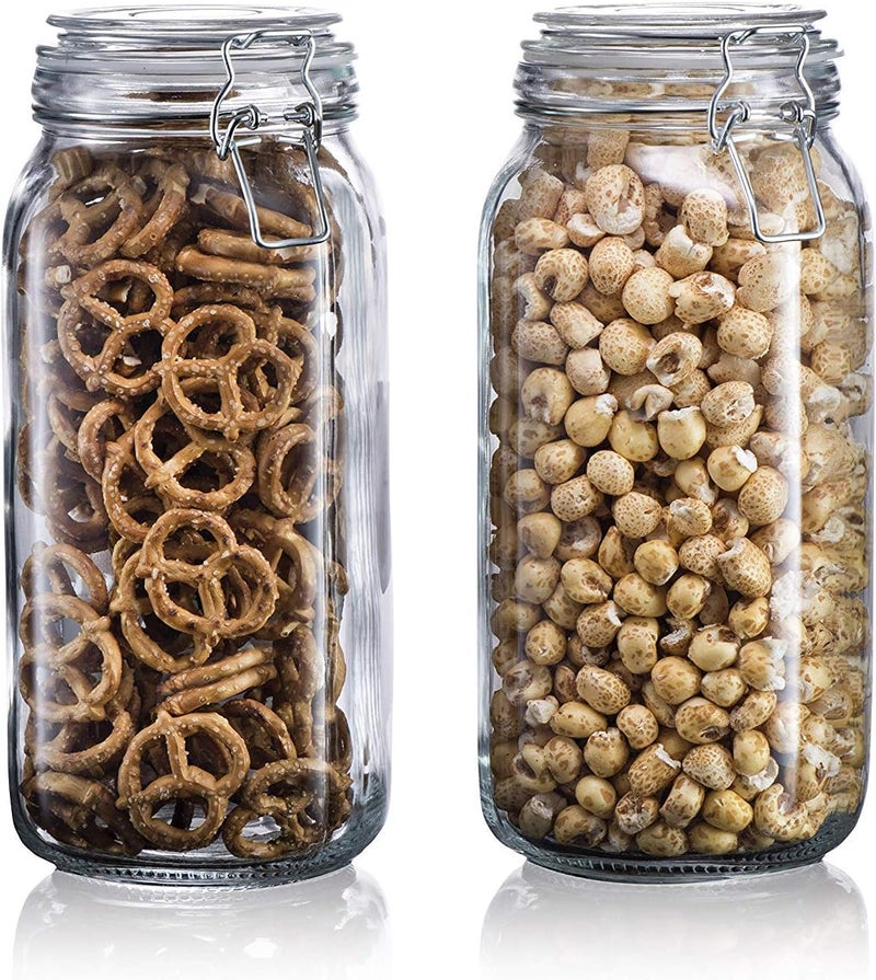 GRACIOUS MART Glass - Airtight Silicon Clamp Lid For Storage Jars For Kitchen Use Container Canister Cereal Pickle Jars - [1500 Ml | Pack Of 3] - Clear - Image 3