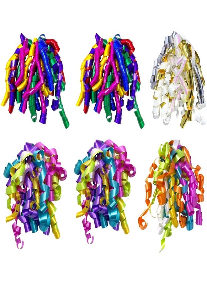 Jillson Roberts JILLSON & ROBERTS Self-Adhesive Colorful Curly Bows Gift Wrap Accessory, 6-Count, Assorted Poly Metallic - Image 1