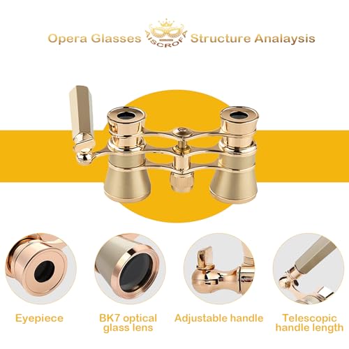 AiScrofa Opera Glasses,3X25 Theater Binoculars with Foldable and Extendable Handle,Mini Binocular Compact Lightweight,Portable Theater Glasses for Adults Kids Women in Musical Concert - Image 2