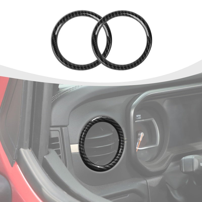 RAZPOY JL Dash Air Vent Trim Dashboard Air Conditioner Outlet Vent Ring Cover Compatible with 2024 Jeep Wrangler JL JLU Gladiator JT Interior Accessories ABS Carbon Fiber