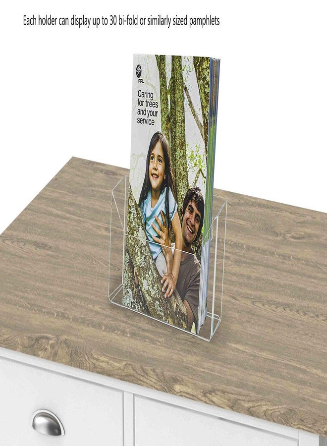 Marketing Holders 7.5” Wide Brochure Organizer Pamphlet Maps Menu Clear Acrylic Slant Back Postcard Display Stand Counter or Wall Mount Catalogs Booklets Includes Hanging Hardware - Image 3