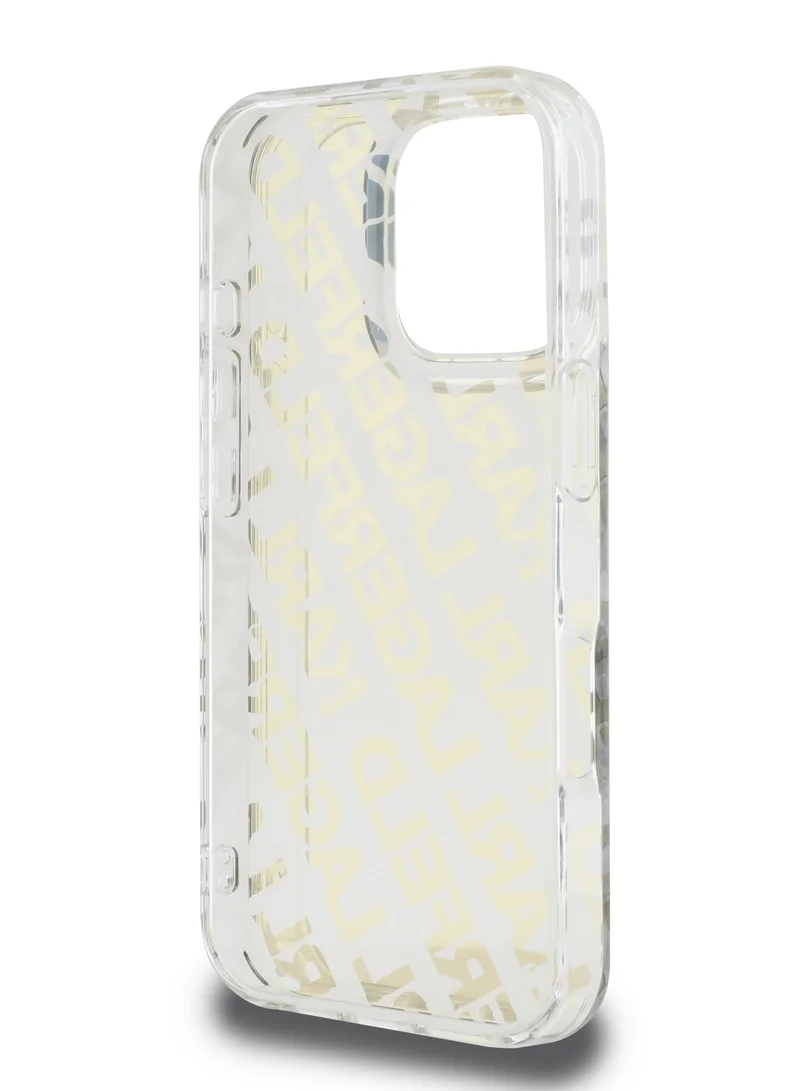 Karl Lagerfeld iPhone 16 Pro Max Case with electroplated Repeated Logo IML Hard Cover / Drop protection / Slim Profile / Lightweight /Easy Snap-On / Comfortable Grip - Gold