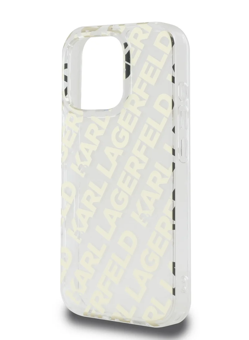 Karl Lagerfeld iPhone 16 Pro Max Case with electroplated Repeated Logo IML Hard Cover / Drop protection / Slim Profile / Lightweight /Easy Snap-On / Comfortable Grip - Gold
