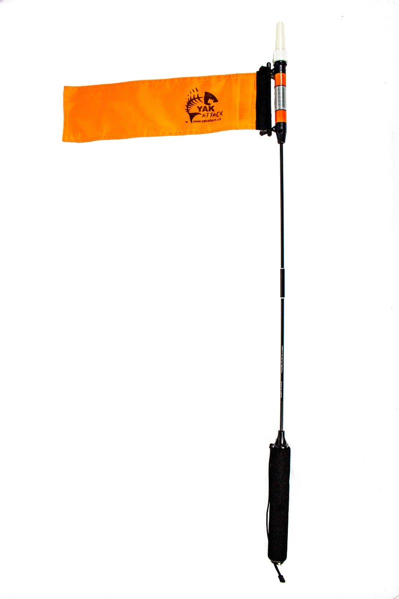 YakAttack VisiCarbon Pro Kayak Visibility Light with Flag | 48" Collapsible Safety Pole | LED Light, 100-Hour Runtime | MightyMount & GearTrac Ready (CPM) | Kayak Fishing Accessories - Image 1