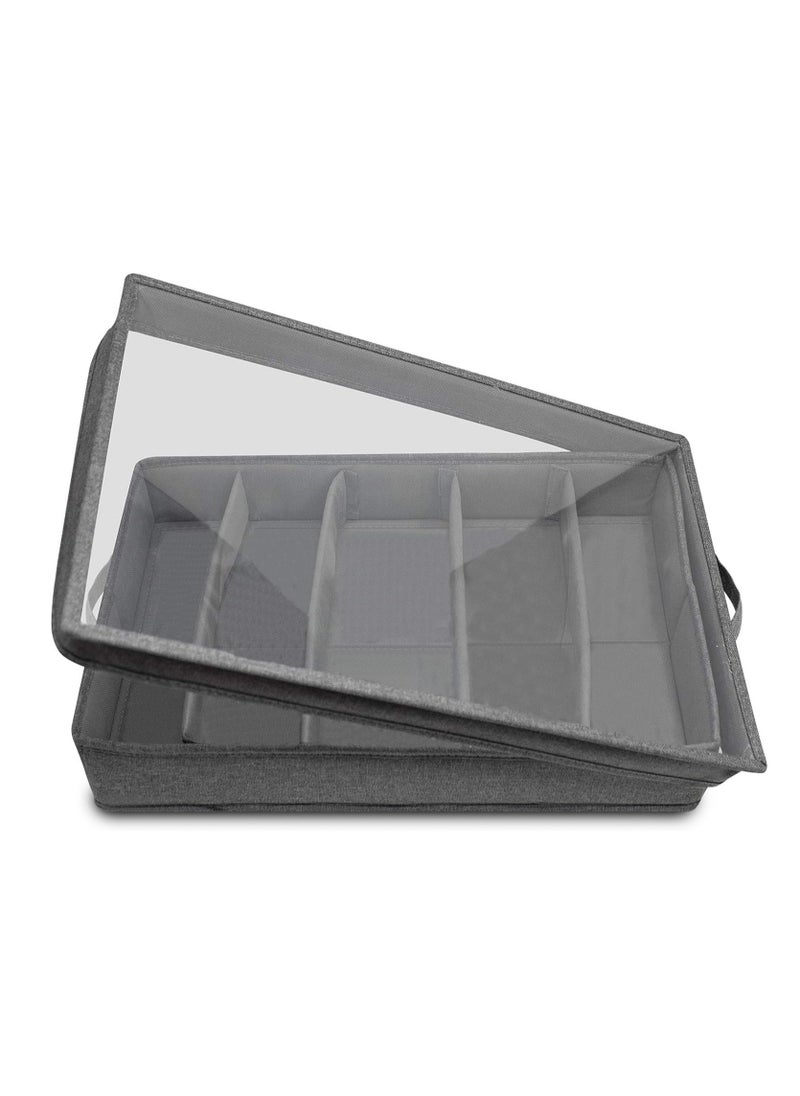SYOSI - Flatware Storage Box, Silverware Storage Case with PVC Lid and Handles, 5 Compartment Silverware Box for Cutlery, Silverware Holder with Adjustable Dividers for Home and Outdoor - Image 1