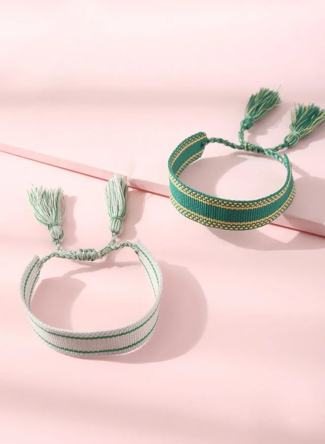 تايك تو طقم أساور صداقة منسوجة - قطعتين