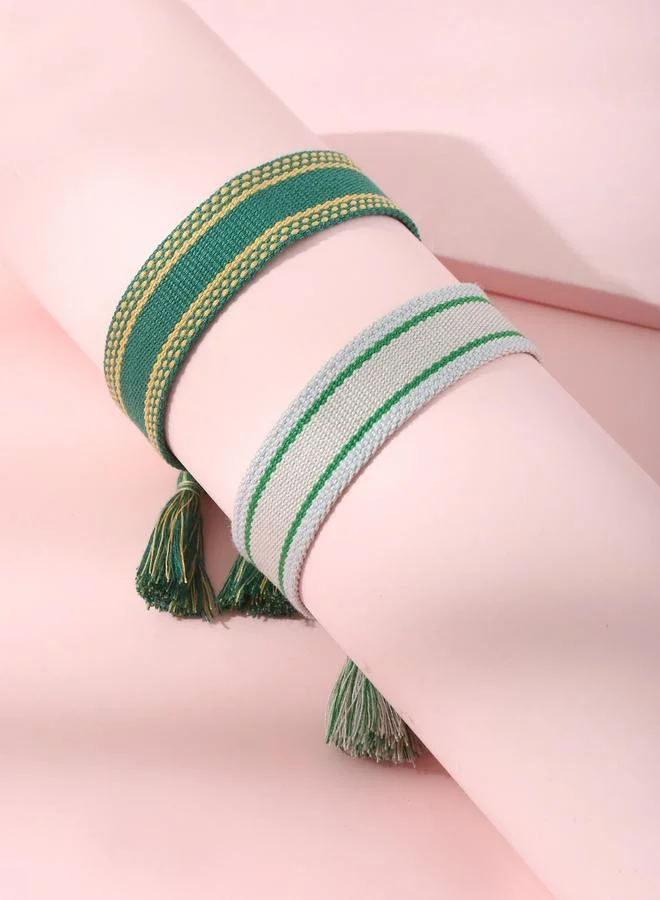 تايك تو طقم أساور صداقة منسوجة - قطعتين