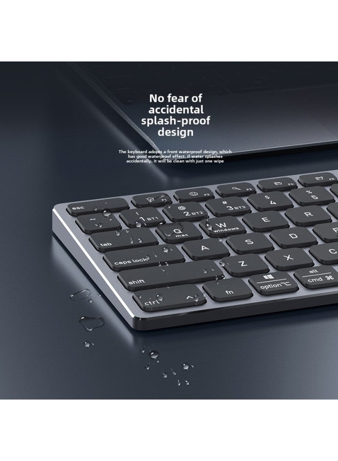 Aluminum Alloy Wireless Bluetooth Keyboard Portable Two-in-one Silent Ultra-thin Keyboard Tablet Laptop Universal-Colour:Black - Image 5
