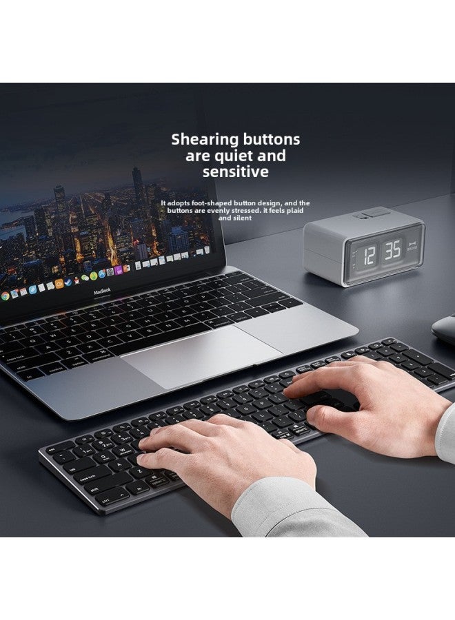 Aluminum Alloy Wireless Bluetooth Keyboard Portable Two-in-one Silent Ultra-thin Keyboard Tablet Laptop Universal-Colour:Black - Image 3