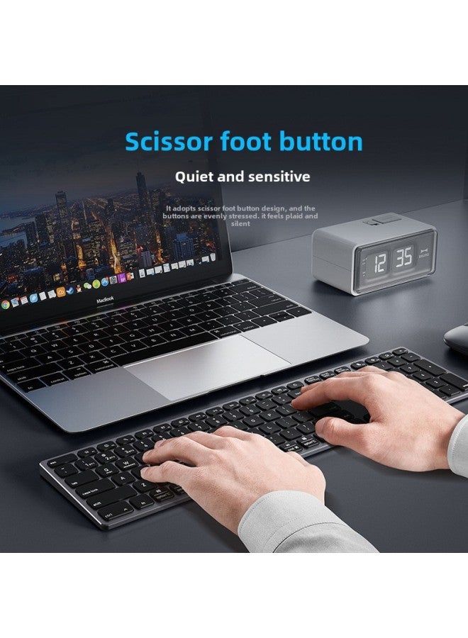 Aluminum Alloy Wireless Bluetooth Keyboard Portable Two-in-one Silent Ultra-thin Keyboard Tablet Laptop Universal-Colour:Black - Image 2