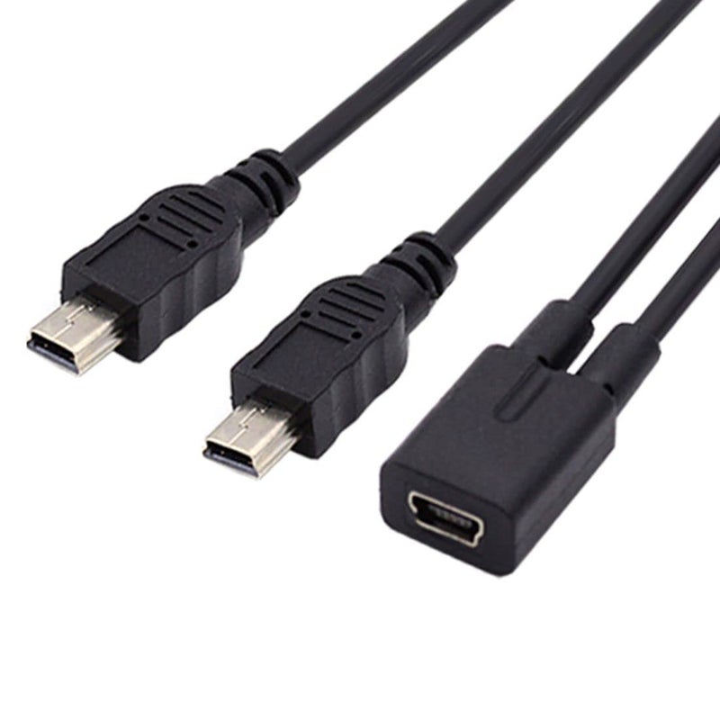 تشينيانغ كابل شحن متعدد الوصلات من نوع Mini USB Splitter، كابل تمديد من نوع Mini USB (مناظرة واحدة إلى ذكورتين) يدعم شحن جهازين في نفس الوقت، طول الكابل: 0.98 قدم (0.3 متر). - Image 5