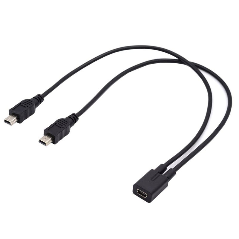 تشينيانغ كابل شحن متعدد الوصلات من نوع Mini USB Splitter، كابل تمديد من نوع Mini USB (مناظرة واحدة إلى ذكورتين) يدعم شحن جهازين في نفس الوقت، طول الكابل: 0.98 قدم (0.3 متر). - Image 4