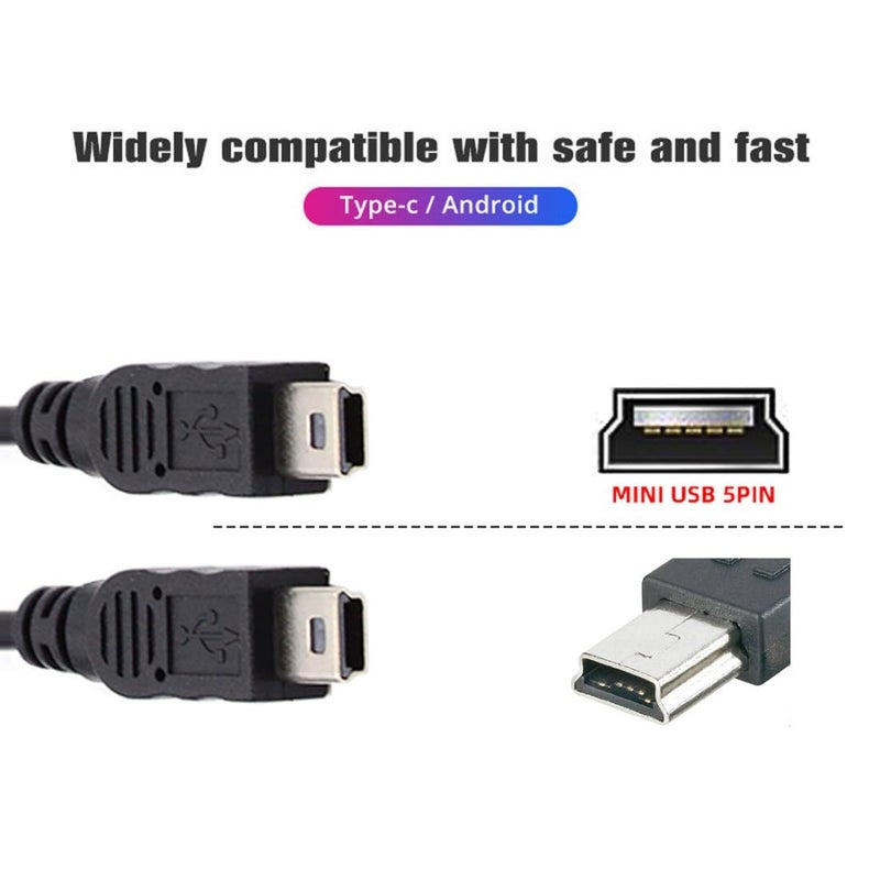تشينيانغ كابل شحن متعدد الوصلات من نوع Mini USB Splitter، كابل تمديد من نوع Mini USB (مناظرة واحدة إلى ذكورتين) يدعم شحن جهازين في نفس الوقت، طول الكابل: 0.98 قدم (0.3 متر). - Image 2